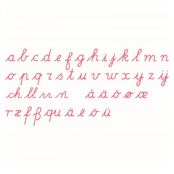 Alphabet mobile moyen rouge cursif (v. internationale)