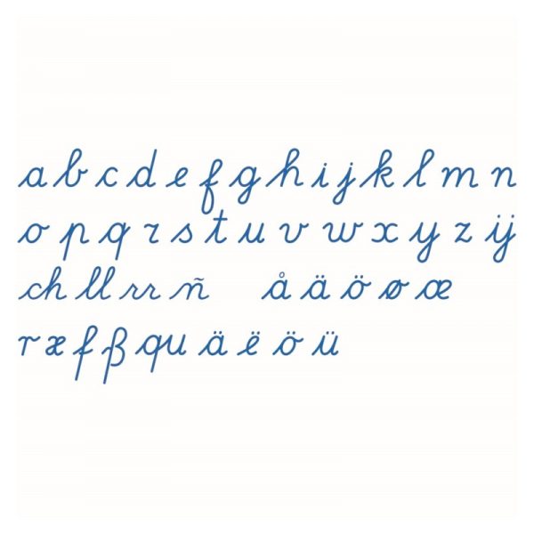 Alphabet mobile moyen bleu cursif (v. internationale)