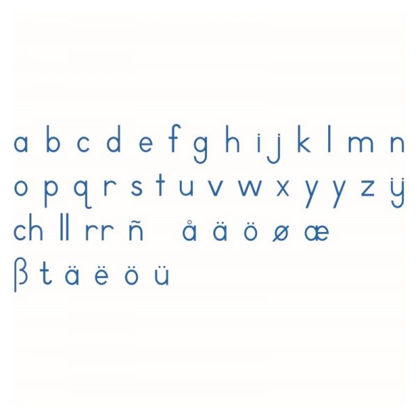 Alphabet mobile moyen bleu script