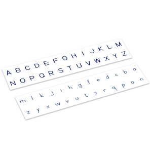 Alphabet imprimé bleu script (version internationale)