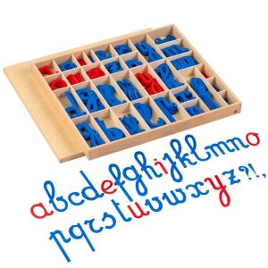Alphabet mobile cursif moyen européen avec boite